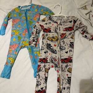 Kids One Piece Pajamas - Car and Animal Prints